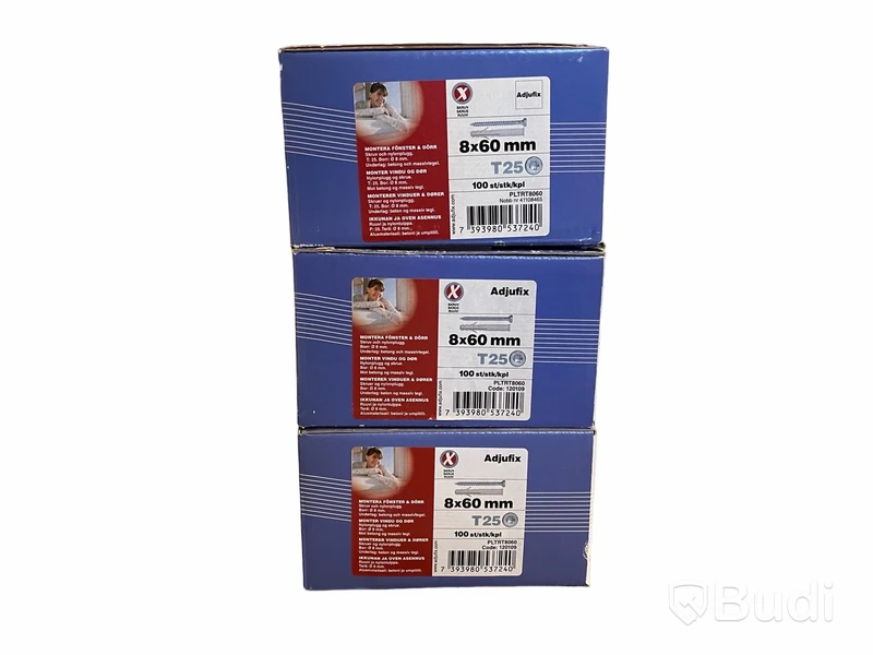 3 st. 100-pack Skruv m plugg Adjufix 8x60 mm, Totalt ord. pris inkl. moms: ca 2100 kr