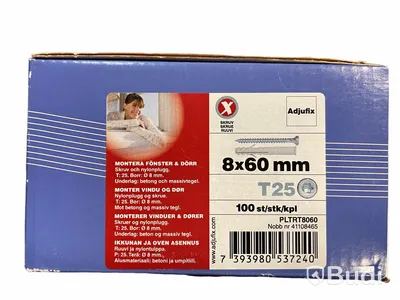 3 st. 100-pack Skruv m plugg Adjufix 8x60 mm
