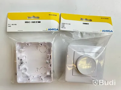 Parti med strömbrytare, dimmer och diverse produkter från AMIGA, Totalt ord. pris inkl. moms: ca 3 kr, Ord. pris inkl. moms: ca 3500 kr