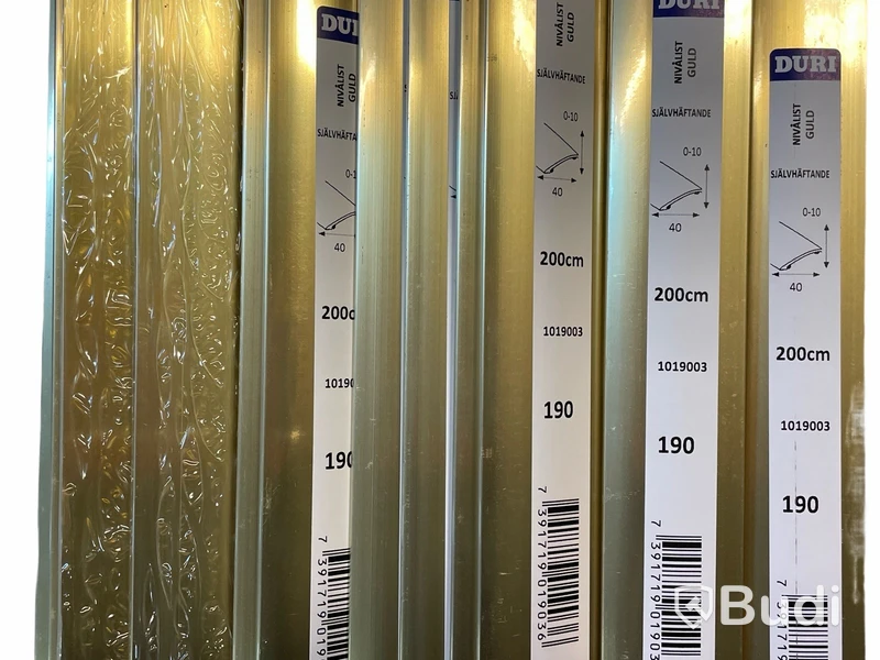 Parti med Nivålister guld 2 m, Totalt ord. pris inkl. moms: ca 3000 kr