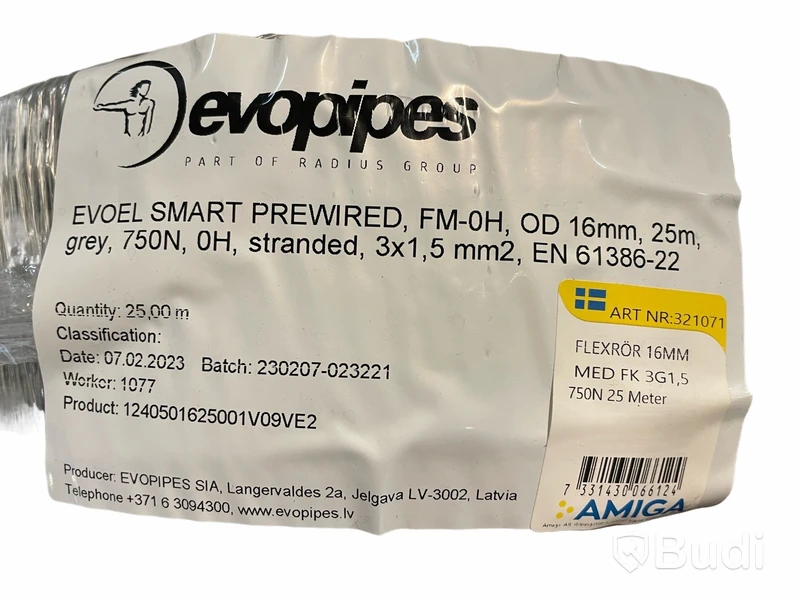 Parti med flexrör elkablar, EXQ, EQLQ, EXLQ, Totalt ord. pris inkl. moms: ca 2600 kr