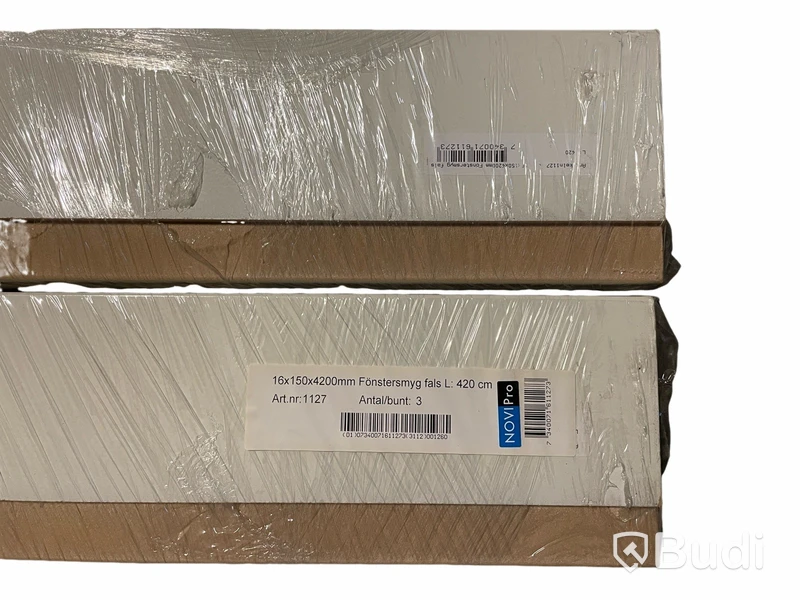 3 st. 3-pack Fönstersmyg m. fals vitmålad — 16x150 mm, 4200 mm
