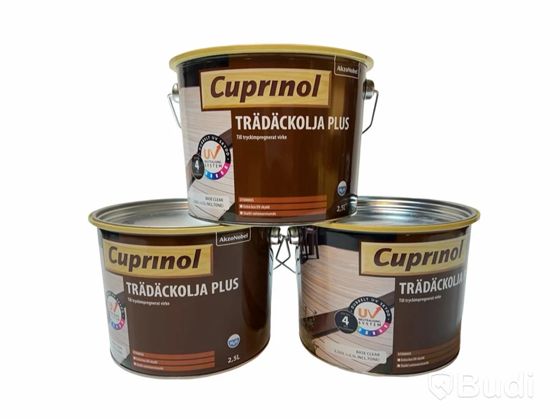 3 st. Parti med Trädäckolja, CUPRINOL Plus 2,5L, Totalt ord. pris inkl. moms: ca 900 kr