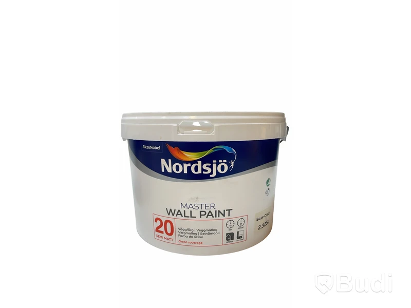 Parti med 5 st. burkar målarfärg, Nordsjö. Totalt ord. pris inkl. moms: ca 1800 kr