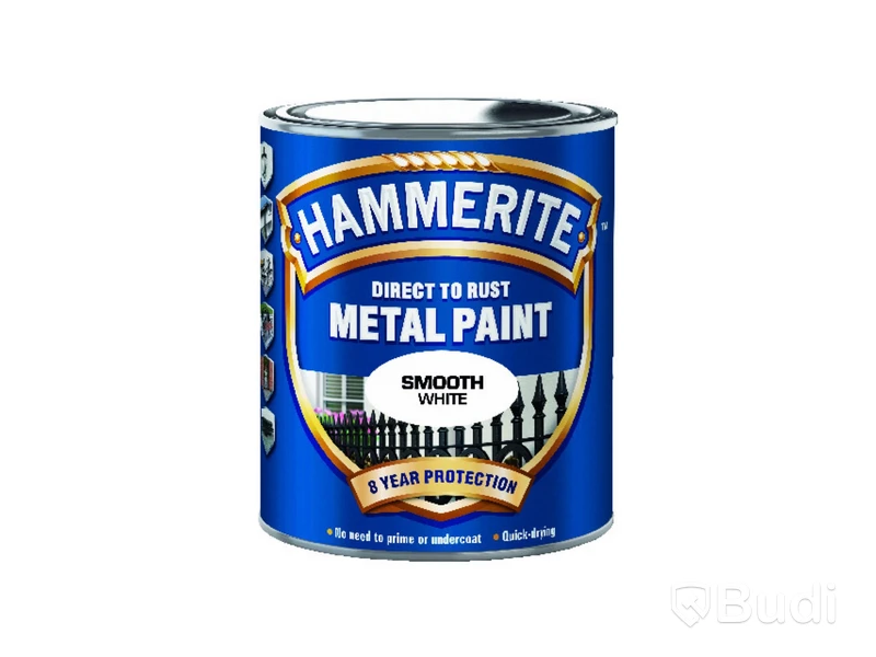 Metallfärg Smoot Finish White, Hammerite metall. 3 st. 0,75l burk samt 4 st 250 ml burk, Totalt ord. pris inkl. moms: ca 2000 kr