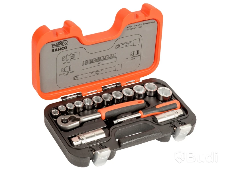 Hylsnyckelsats 1/4” 3/8” 34-delar Bahco SL34 , Ord. pris inkl. moms: ca 1000 kr