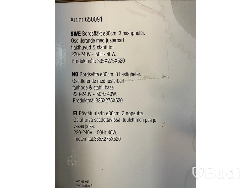 2 st. Bordsfläkt Valux, Totalt ord. pris inkl. moms: ca 900 kr