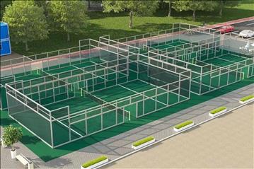 4 st Padelbanor kompletta från Eljoi padel (2021) med mobilt system från Unisport - professionellt nedmonterade
