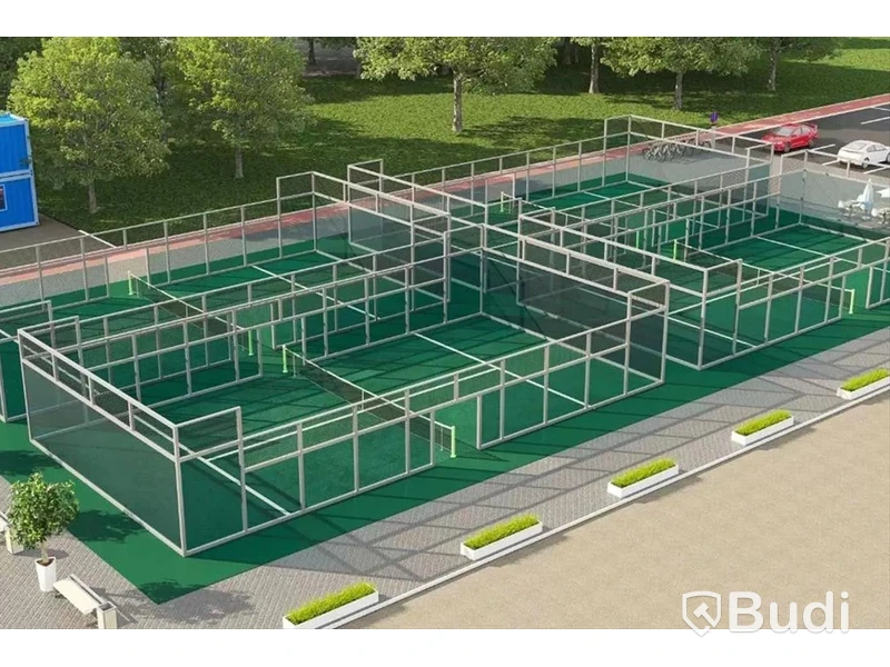 4 st Padelbanor kompletta från Eljoi padel (2021) med mobilt system från Unisport - professionellt nedmonterade