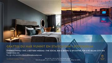 Staycation på Clarion Hotel Sign Stockholm - hotellnatt, 3-rätters middag & spa. Värde 8000 kr