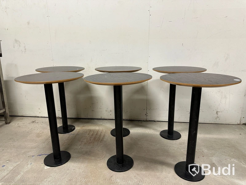 6 st bord metallfot svart Ø50 cm