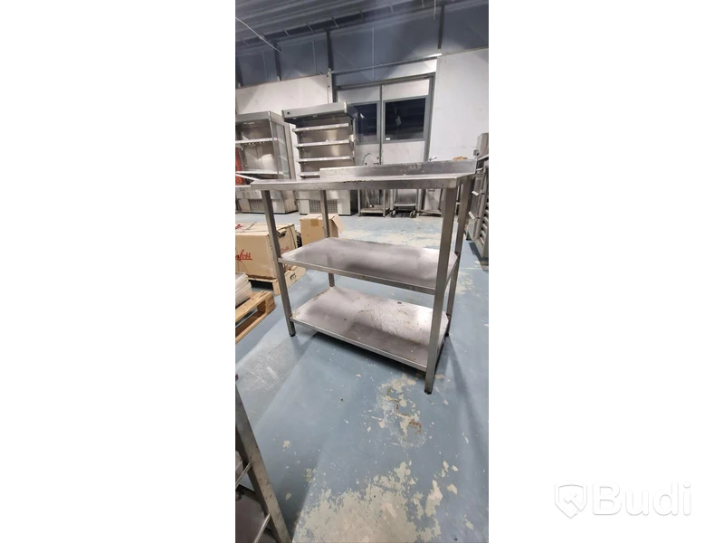 Rostfri bänk med 2 hyllor
