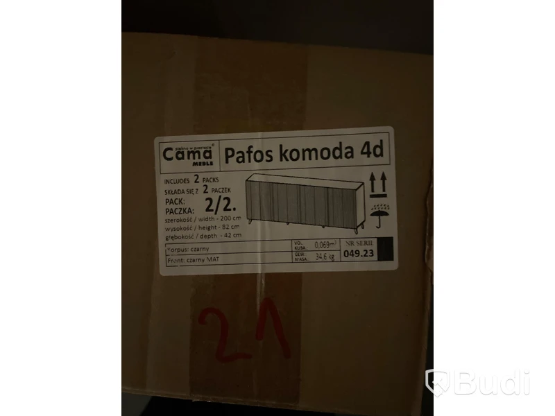 Byrå, svart Pafos,  200x42x82 cm Nypris: 5290 kr