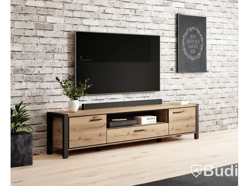 Aktiv Tv-bänk, 210x50x41 OAK/SVART Nypris: 3690 kr