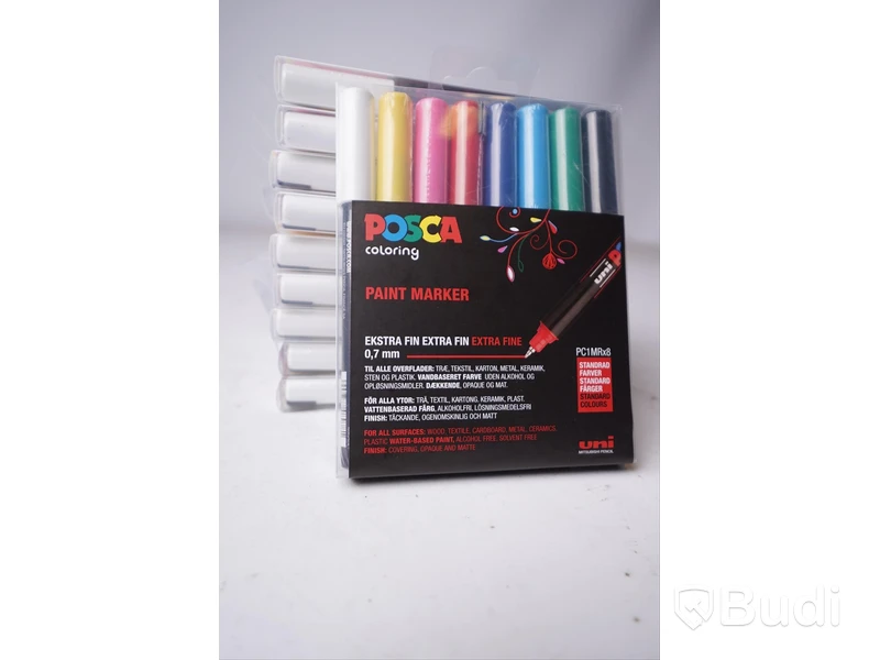 10 paket Posca paint markers PC3M standardfärger. Ord pris ca 3000 SEK