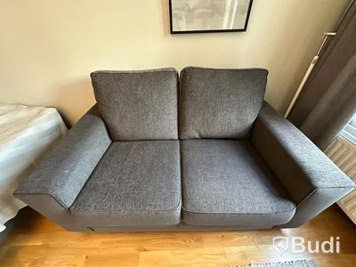 Soffa Möbelform 2-sits, grått tyg, bredd 150 cm