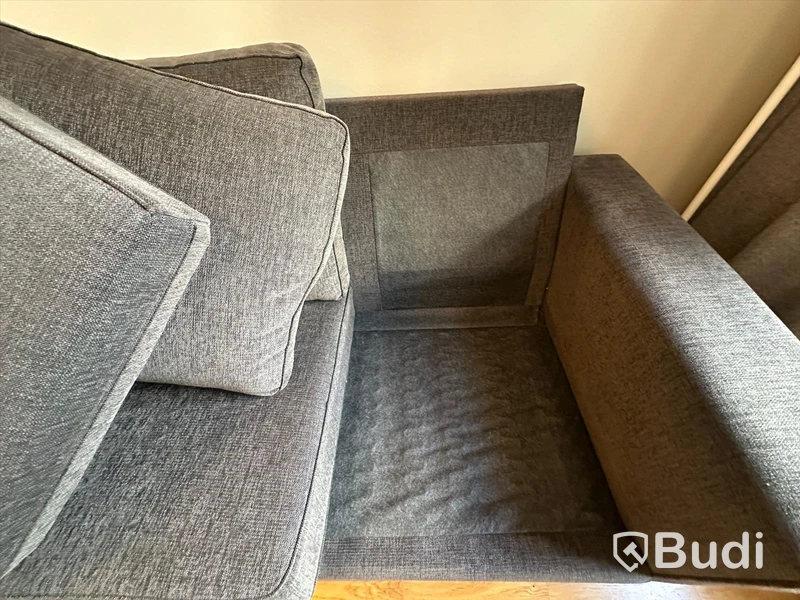 Soffa Möbelform 2-sits, grått tyg, bredd 150 cm
