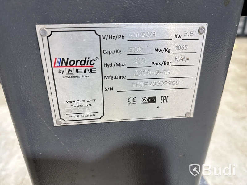 Tvåpelarlyft Nordic 5000 kg