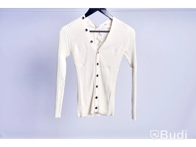 Stickad Kofta - Proenza Schouler White Label Cotton Cashmere Rib Knit Cardigan - Strl S (Nypris ca 3000 kr)