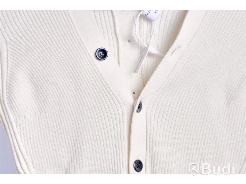 Stickad Kofta - Proenza Schouler White Label Cotton Cashmere Rib Knit Cardigan - Strl XS (Nypris ca 3000 kr)