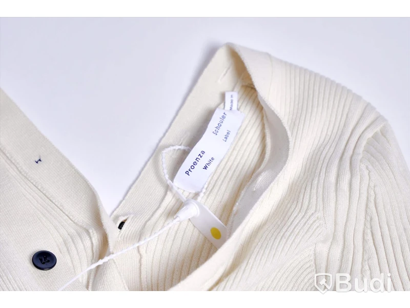 Stickad Kofta - Proenza Schouler White Label Cotton Cashmere Rib Knit Cardigan - Strl XS (Nypris ca 3000 kr)