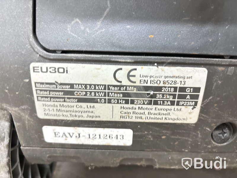 Elverk Honda EU 30i - 2018