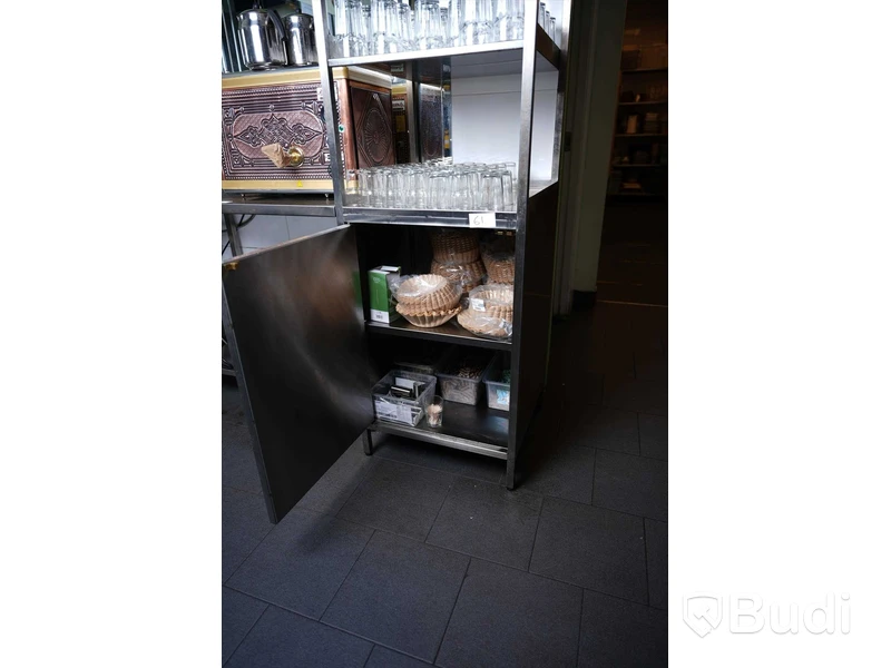 Rostfri hylla med skåp inklusive glas
