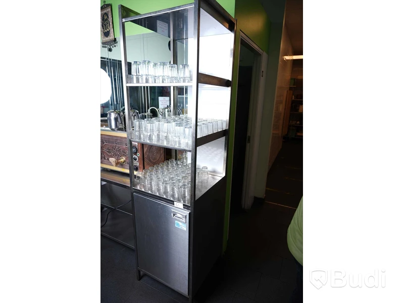Rostfri hylla med skåp inklusive glas