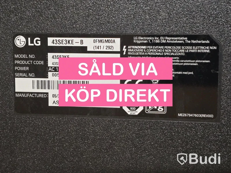LG 43SE3KE-B | 43" TV/Bildskärm- SÅLD