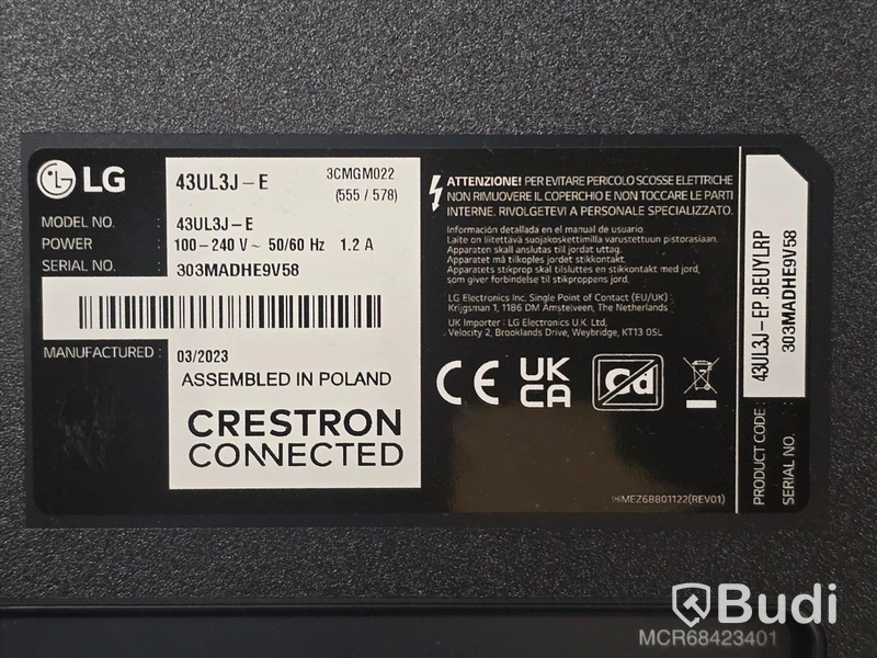 LG 43UL3J-E  | 43" TV/Bildskärm