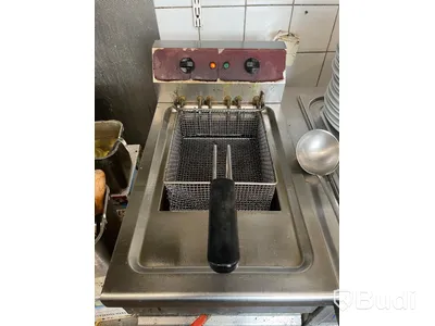 Fritös med rostfri bänk