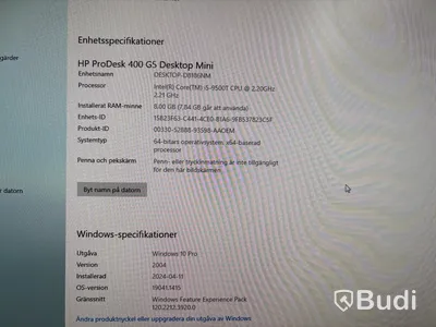HP ProDesk 400 G5 Mini med 23” monitor