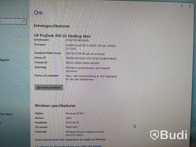 HP ProDesk 400 G5 Mini med 23” monitor