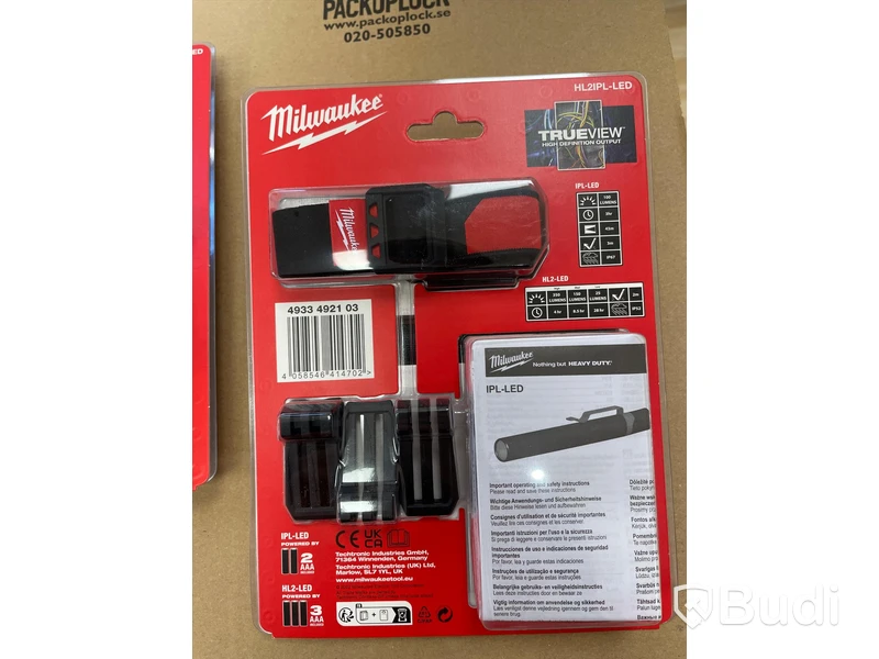 3 st lampor Milwaukee  HL2-LED/IPL-LED. Nypris 756 kr exkl. moms