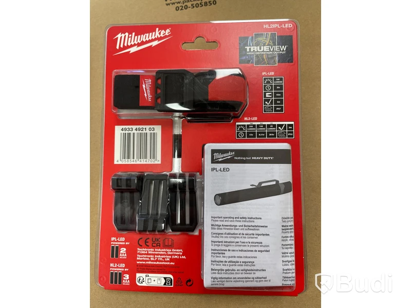 2 st lampor Milwaukee HL2-LED/IPL-LED. Nypris 756 kr exkl. moms