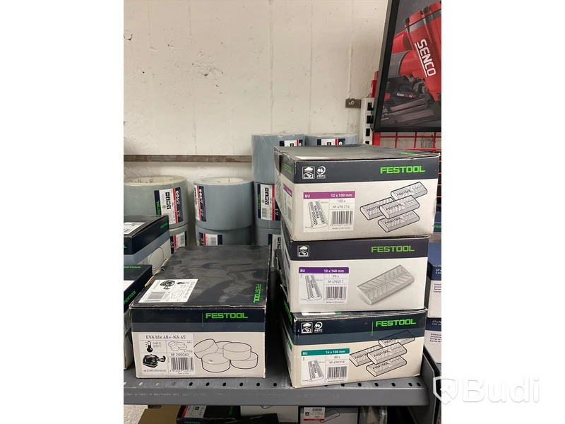 Parti med diverse slipband, slipark och slippapper. FESTOOL. Ord. pris: 23 180 kr exkl. moms
