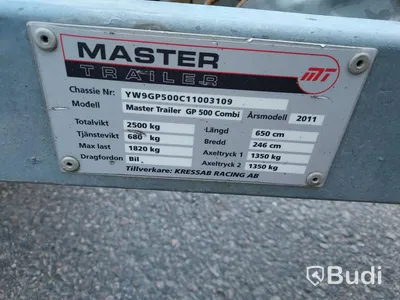 Tippbar släpkärra Master GP500 m kåpa, vinsch, lastramper. 6,5meter långt