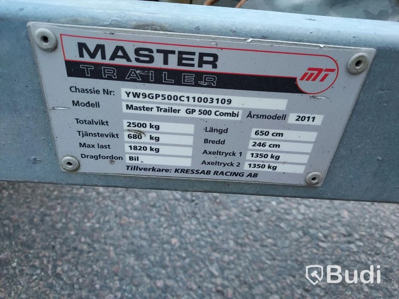 Tippbar släpkärra Master GP500 m kåpa, vinsch, lastramper. 6,5meter långt