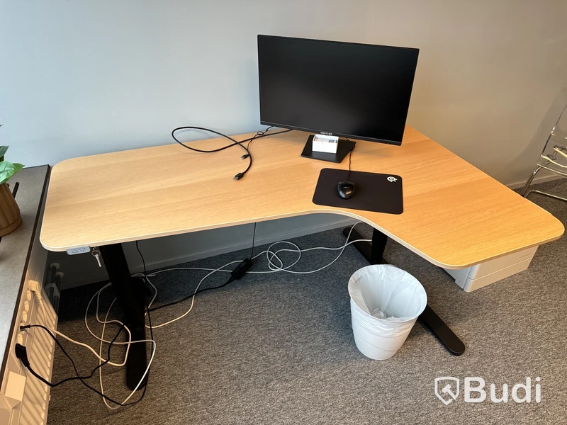Höj- och sänkbart skrivbord och datorskärm