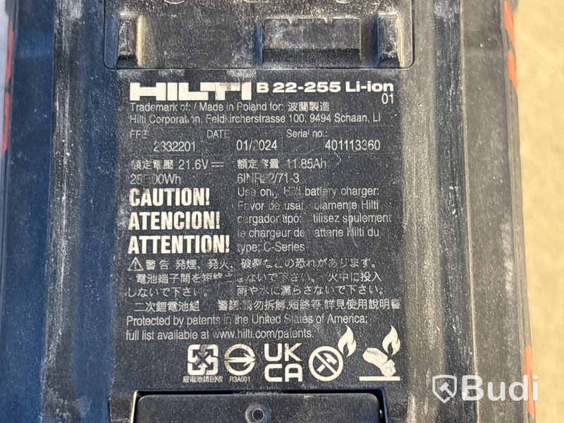 Batteridriven dammsugare Hilti VC 10-22 med batteri