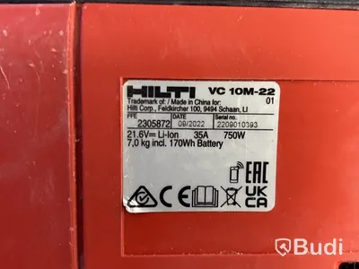 Batteridriven dammsugare Hilti VC 10-22 med batteri