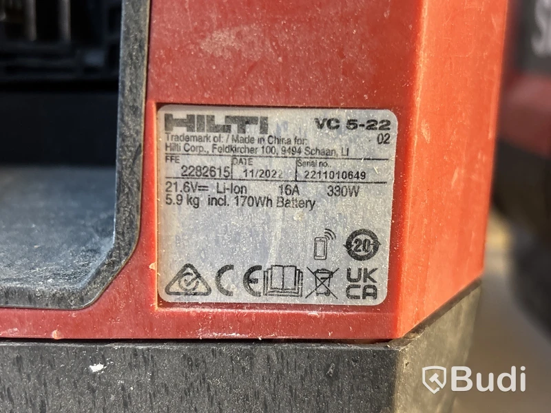 2 st batteridrivna dammsugare Hilti VC 5-22 med batterier