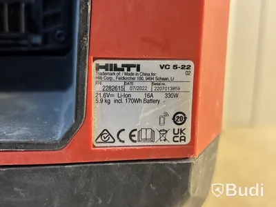 2 st batteridrivna dammsugare Hilti VC 5-22 med batterier