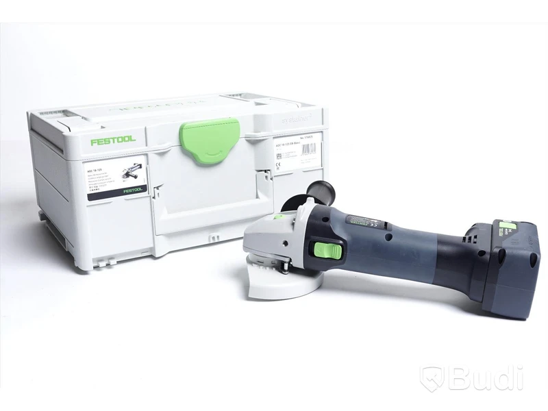 Festool Vinkelslip 18 V AGC 18-125 - inkl. batteri och förvaringslåda. Nypris ca 6277 kr.