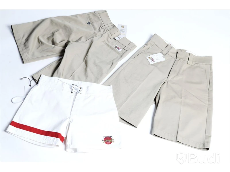 Pace/Edwin, 3-pack - Pace Shorts Khaki - strl W28 & W29, Edwin Malibu surfshorts - strl S. Nypris 1897 kr