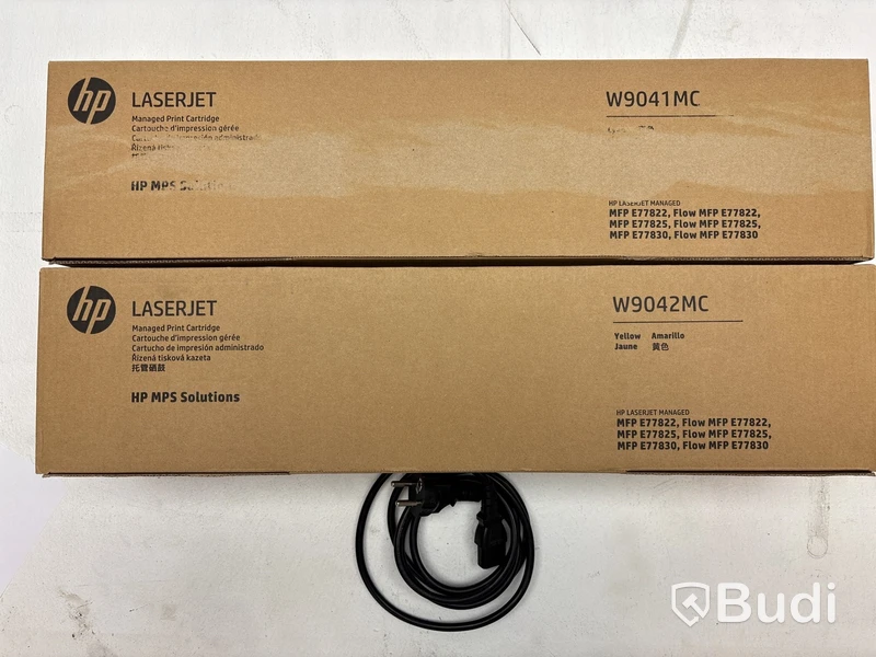 Skrivare/ kopiator/ skanner HP, Color LaserJet Flow E77822 och 2 st. Toner HP, Cyan W9041MC och Amarillo yellow W9042MC