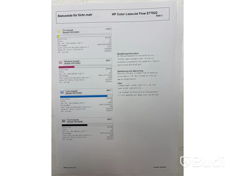 Skrivare/ kopiator/ skanner HP, Color LaserJet Flow E77822 och 1 st. Toner HP Cyan W9191MC