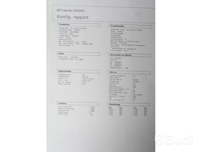 Skrivare - HP LaserJet CP1525n color.