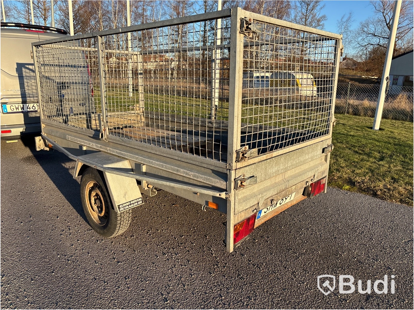 Släpvagn med gallergrindar Trailergruppen 750 kg, -2001