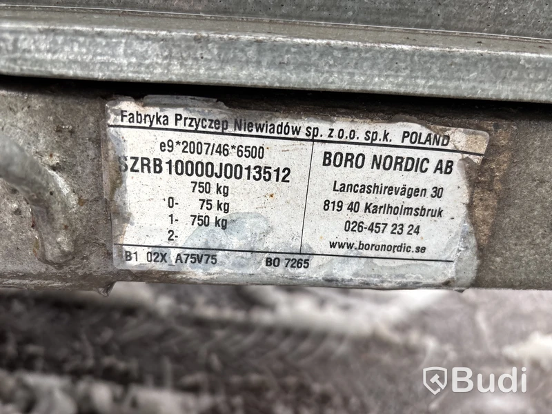 Obromsad släpvagn Niewiadow | 750 kg | 2018